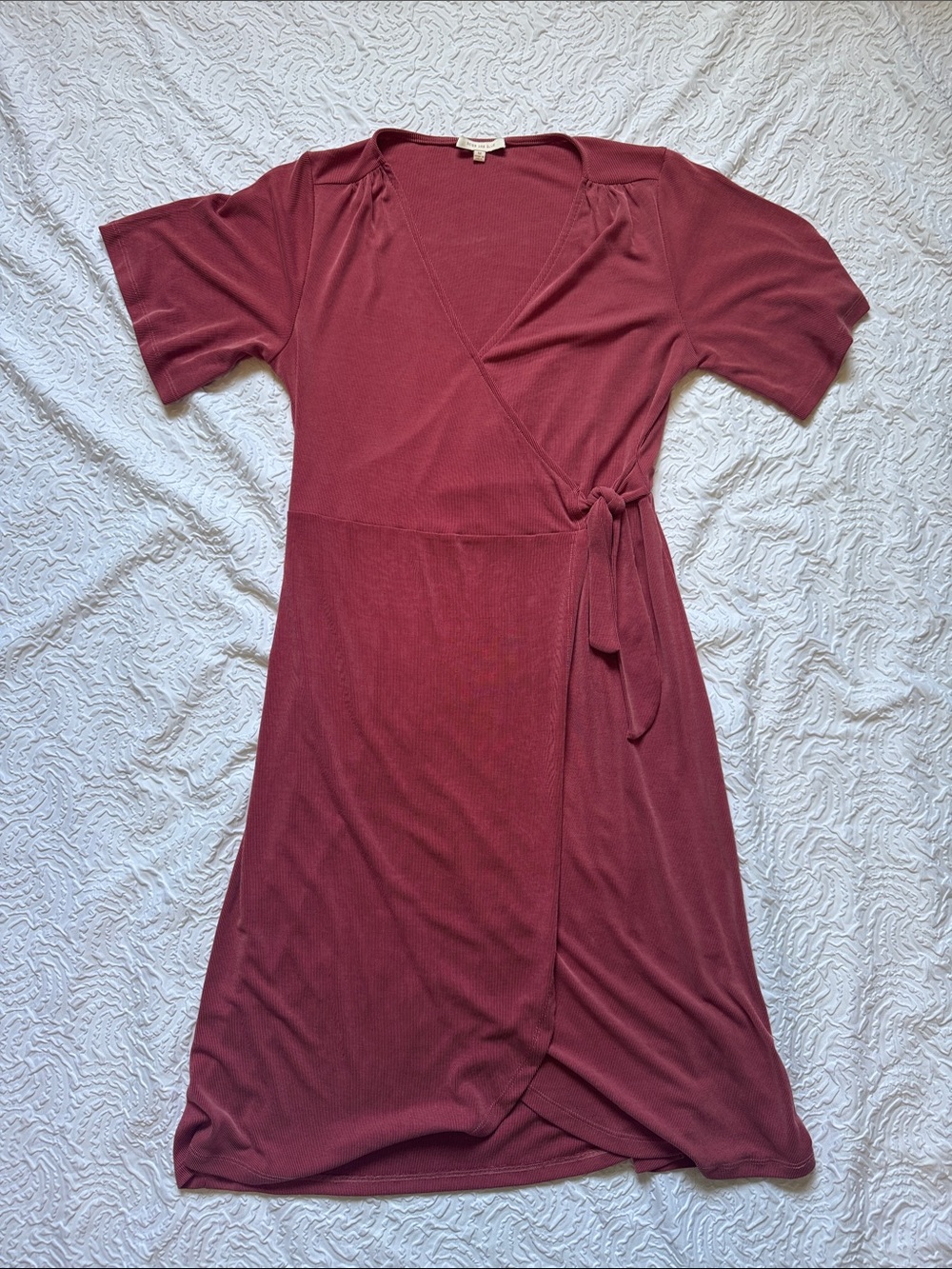 Skies Are Blue Wrap Midi Dress in Mauve Rose